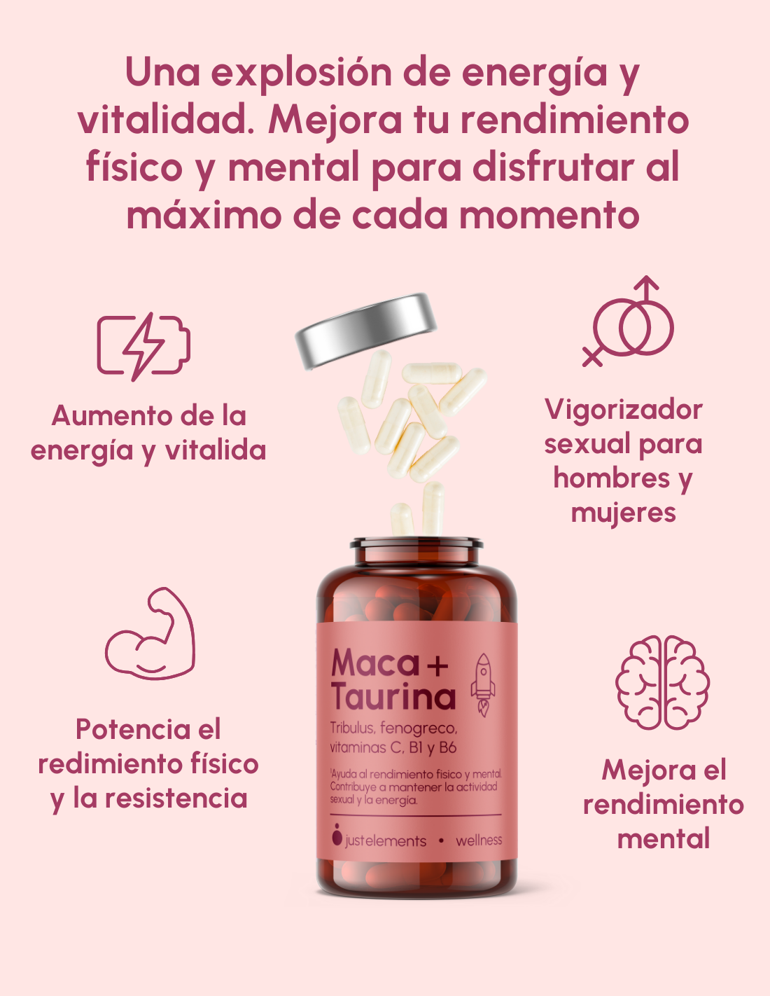 Pack Vigor y energía: Maca + Taurina y Magnesio - 4 Complex