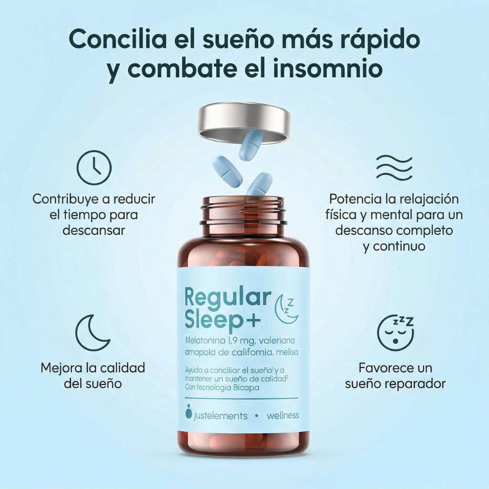 Regular Sleep - Melatonina bicapa de alta concentración 1,9 mg